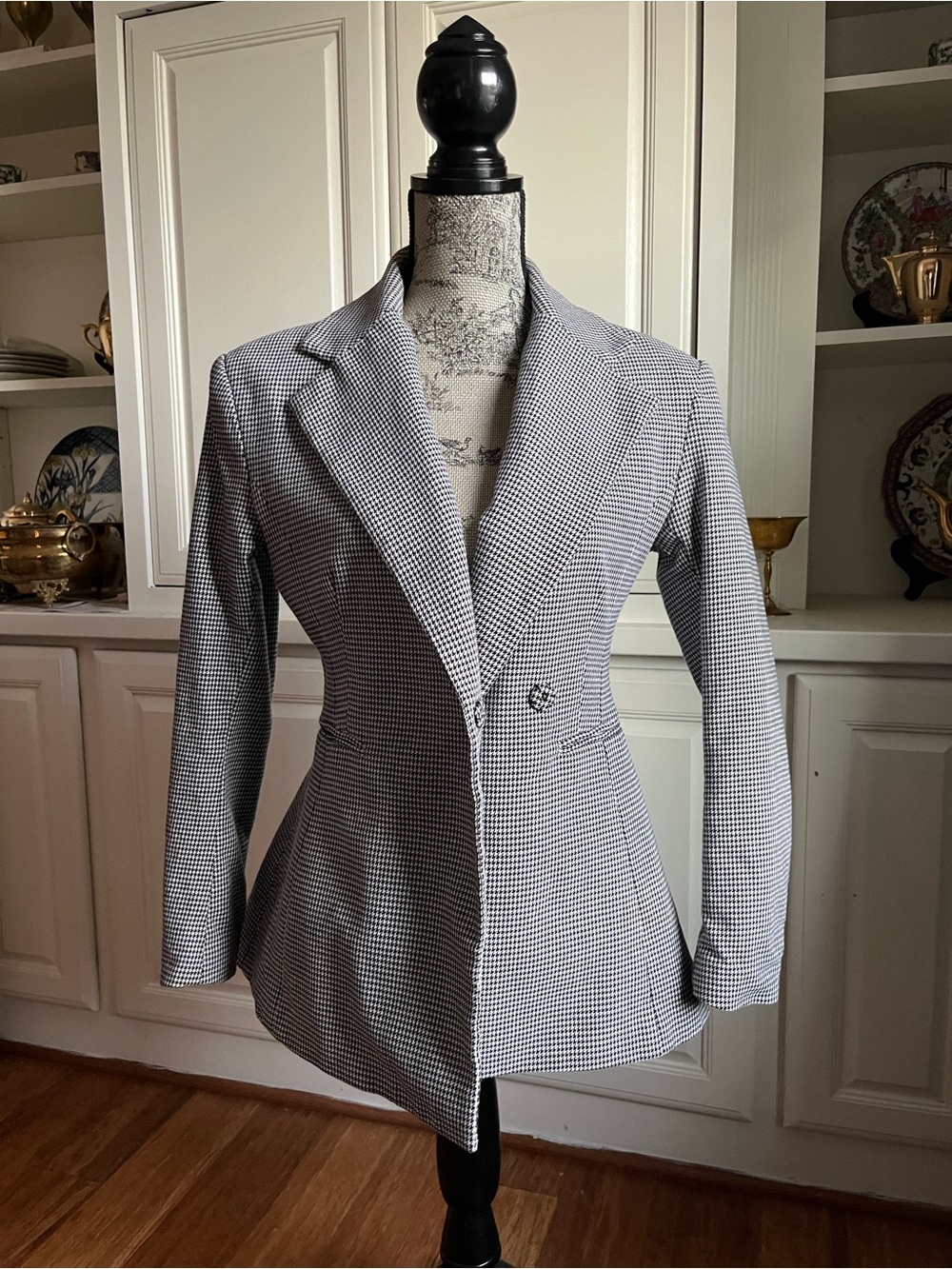 H&M Black & White Houndstooth Blazer